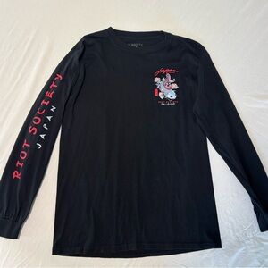 Riot Society Black and Red Long Sleeve Tee